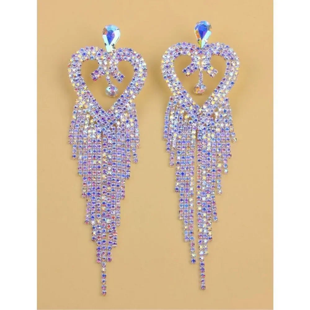 Ladies super cute bling heart earrings